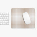 Beige Gingham Mouse Pad, Cute Mouse Pad For Home Office Decor, Neutral Desk Accessories, Beige and White Buffalo Plaid Print Mouse Pad