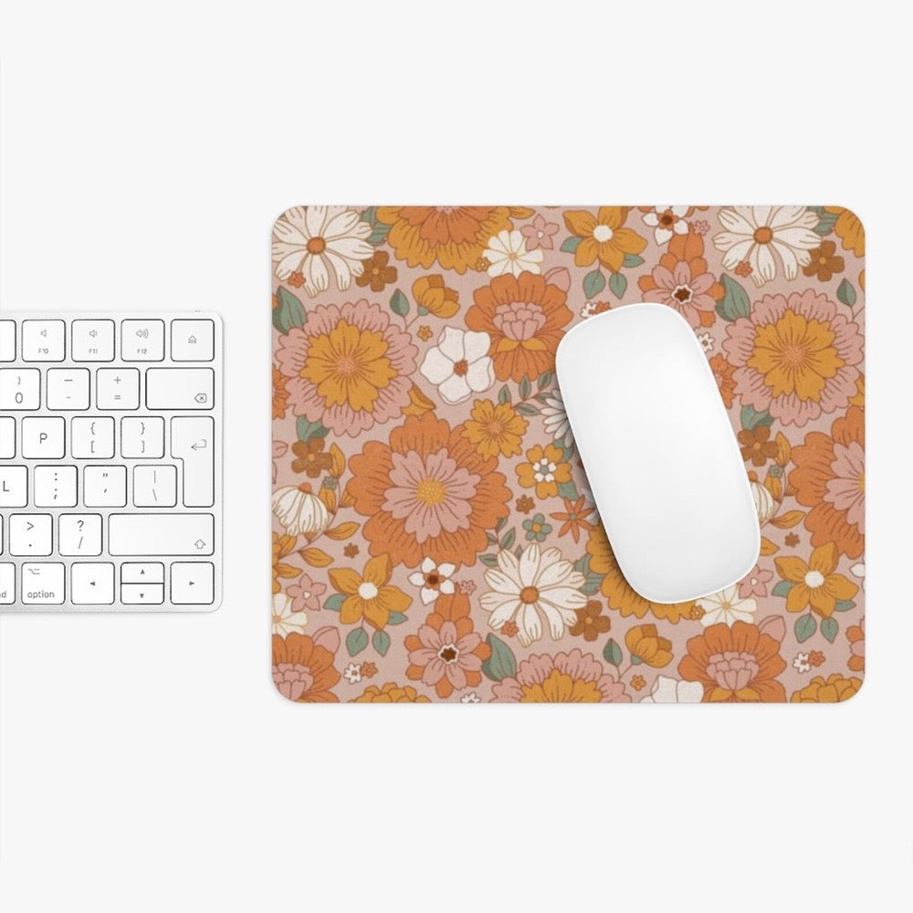 Boho Floral Mouse Pad Cute Mouse Pad For Home Office Decor Boho Desk Accessories Cute Boho Office Decor 70s Aesthetic Decor