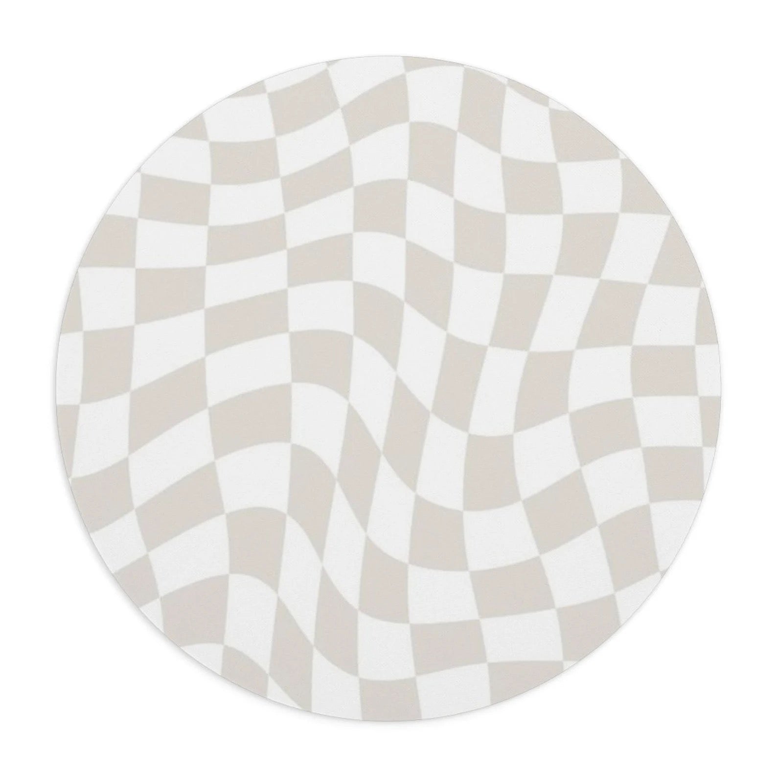 Beige Checkered Mouse Pad, Cute Mouse Pad For Home Office Decor, Neutral Desk Accessories, Trippy Beige and White Check Print Mouse Pad