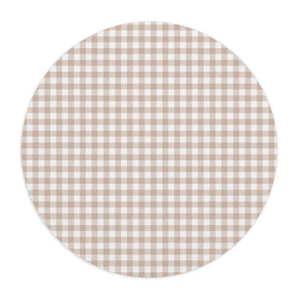 Beige Gingham Mouse Pad, Cute Mouse Pad For Home Office Decor, Neutral Desk Accessories, Beige and White Buffalo Plaid Print Mouse Pad