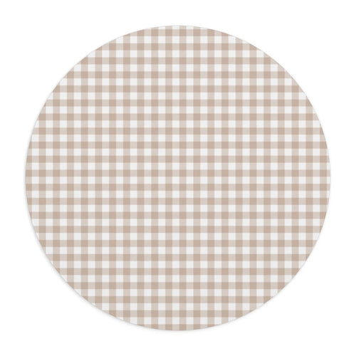 Beige Gingham Mouse Pad, Cute Mouse Pad For Home Office Decor, Neutral Desk Accessories, Beige and White Buffalo Plaid Print Mouse Pad