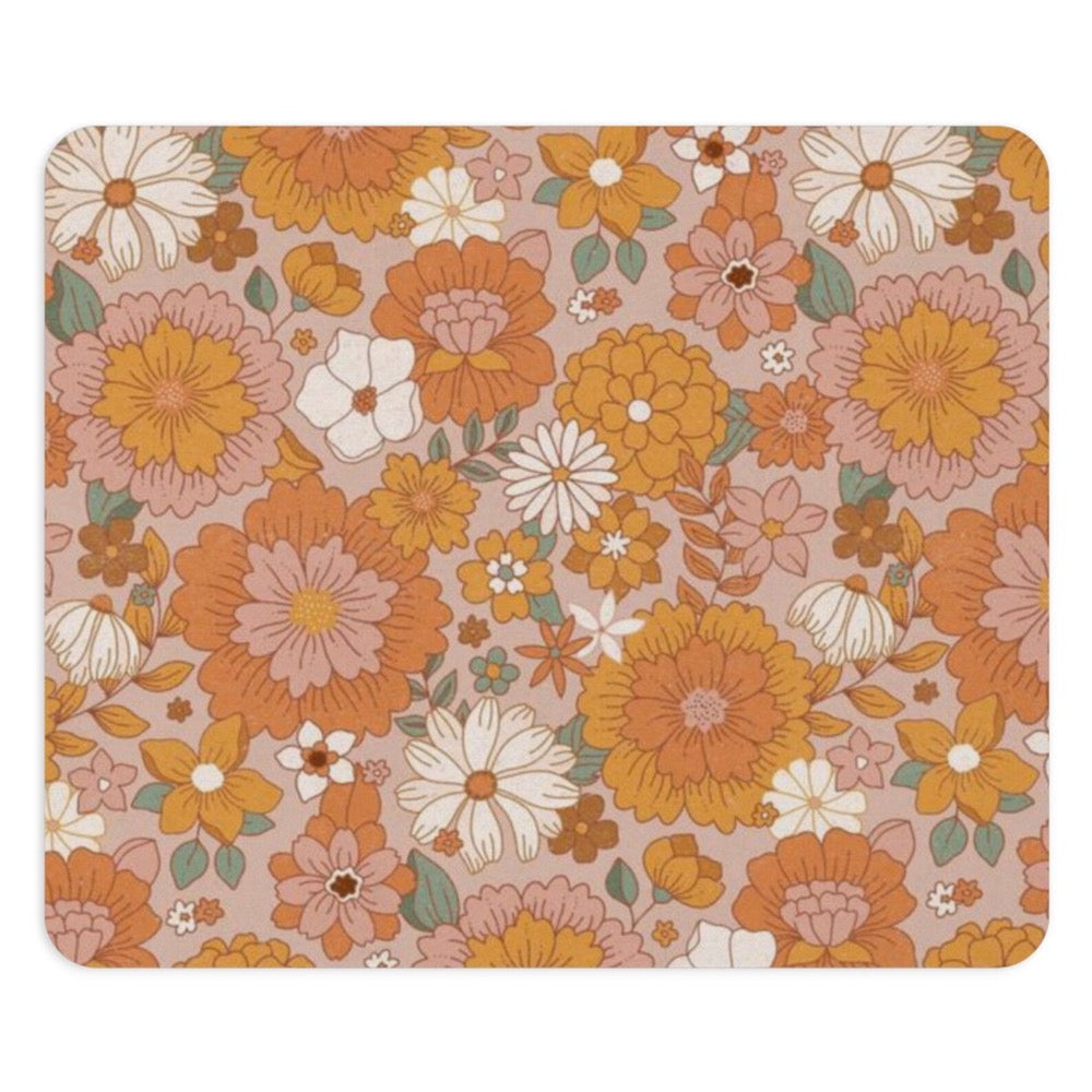 Boho Floral Mouse Pad Cute Mouse Pad For Home Office Decor Boho Desk Accessories Cute Boho Office Decor 70s Aesthetic Decor