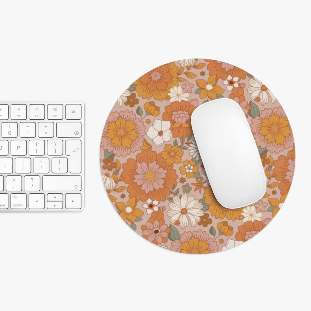 Boho Floral Mouse Pad Cute Mouse Pad For Home Office Decor Boho Desk Accessories Cute Boho Office Decor 70s Aesthetic Decor